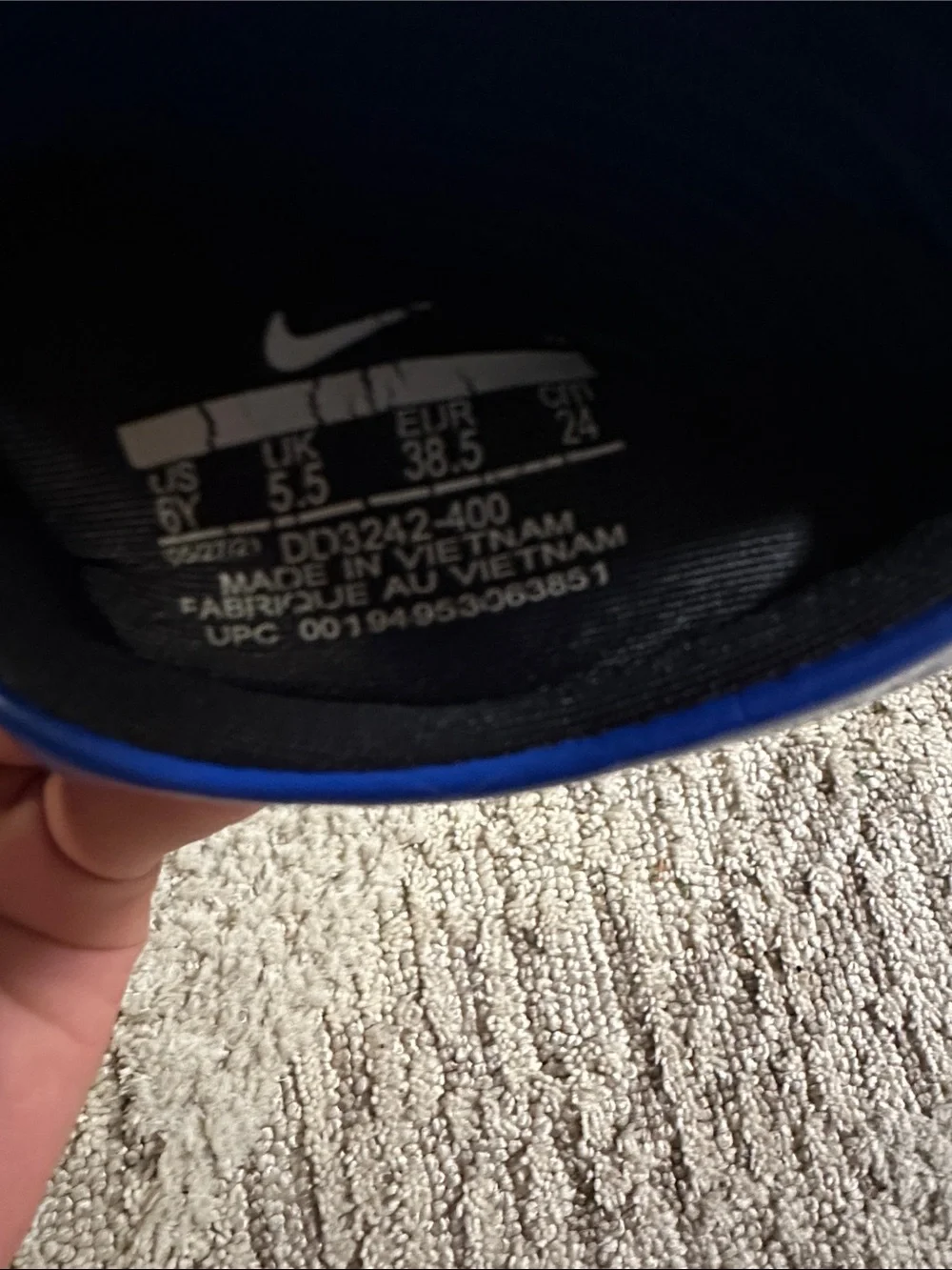 Nike Kids Royal Blue Slide Sandals with White Logo